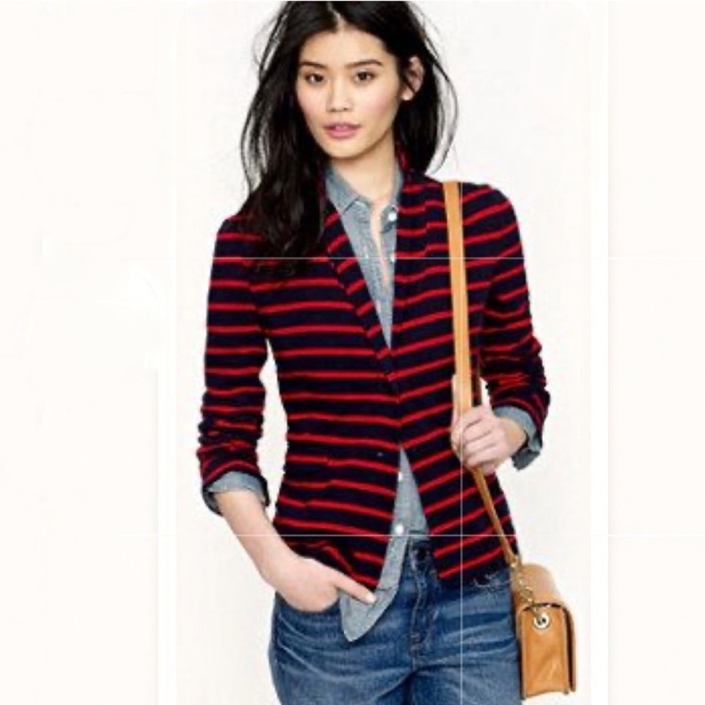 J. Crew Red and Navy Striped Blazer